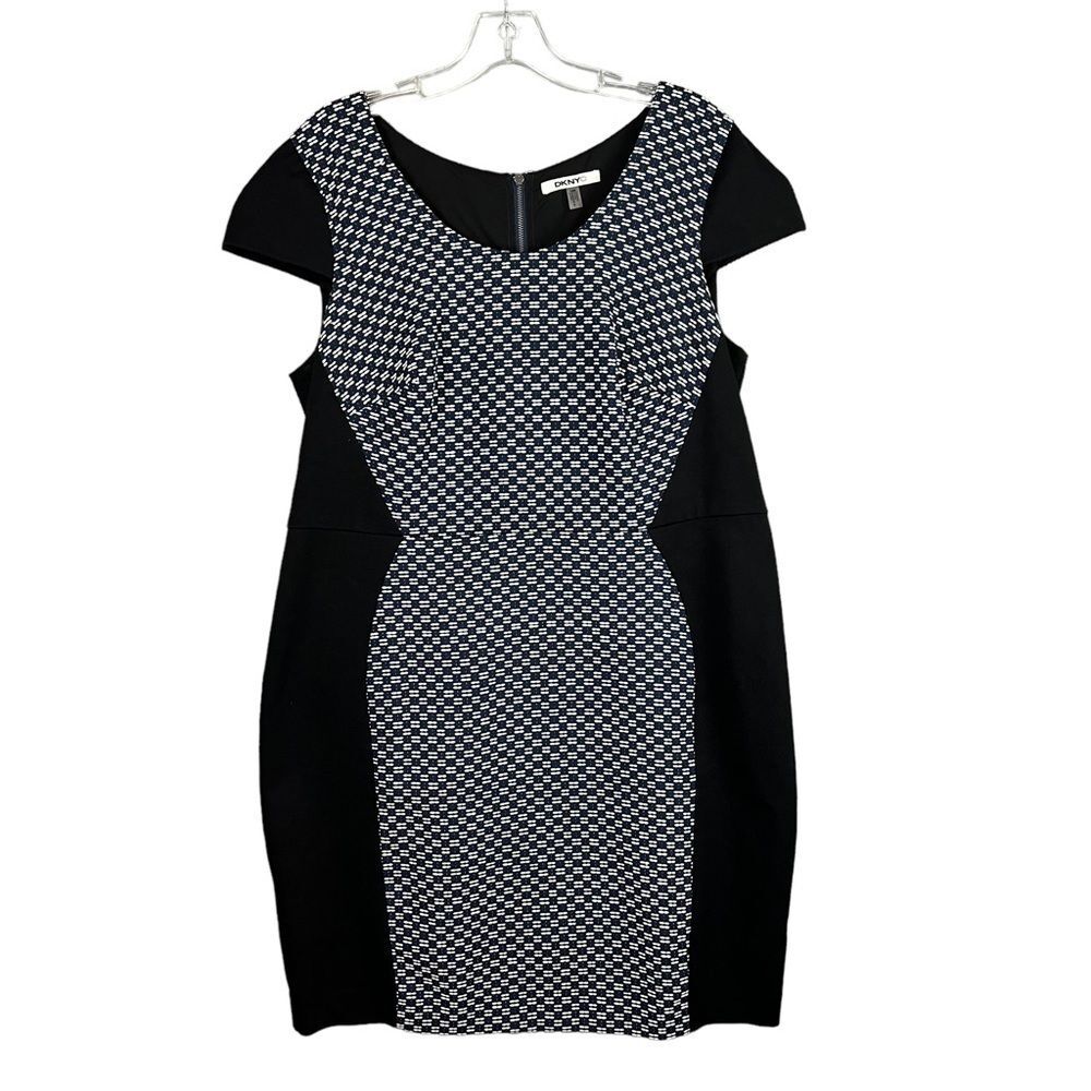 DKNYC Donna Karan Short Sleeve Geometric Print Career Dress Size 14W